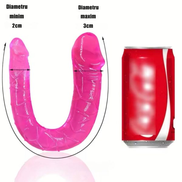 Dildo lung cu dublă funcție – design în formă de U, pentru utilizare vaginală și anală - imagine 2