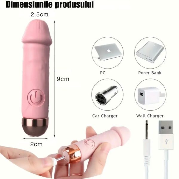 Plăcere la Superlativ – Mini Vibrator Realist, USB, Ultra Discret - imagine 3