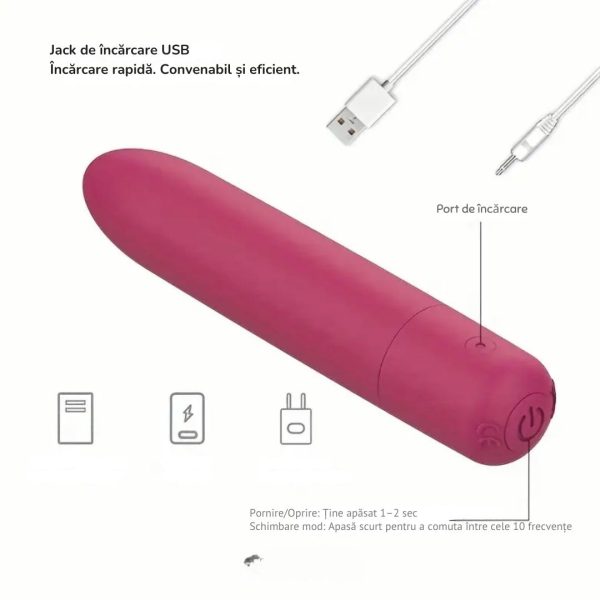 Stimulator Clitoridian & G-Spot – USB, Compact, 10 Viteze - imagine 3