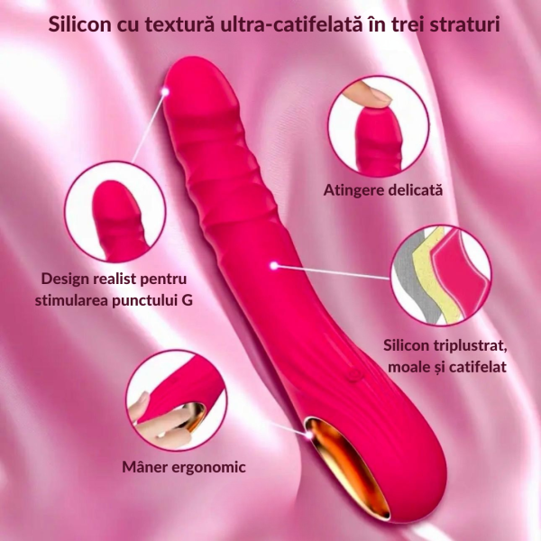 Vibrator Realist din Silicon Triplu-Catifelat - imagine 3